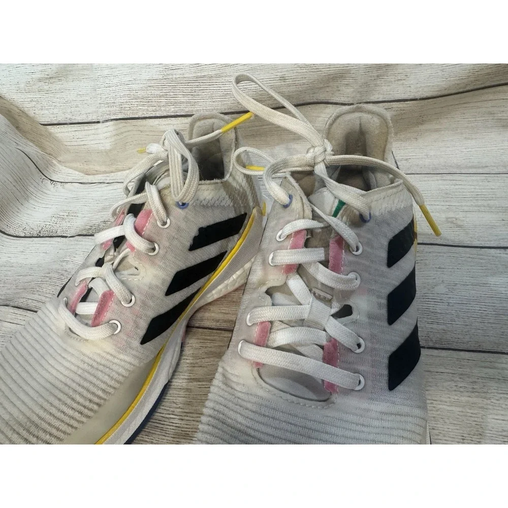 Adidas Crazy Flight Volley Ball Shoes Sneakers Pink Yellow Blue Black Sz 6.5